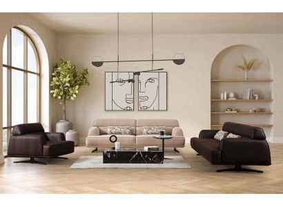 Ensemble de canapés de luxe Ensemble de canapés Canapés 3 3 1 Fauteuil moderne en cuir neuf